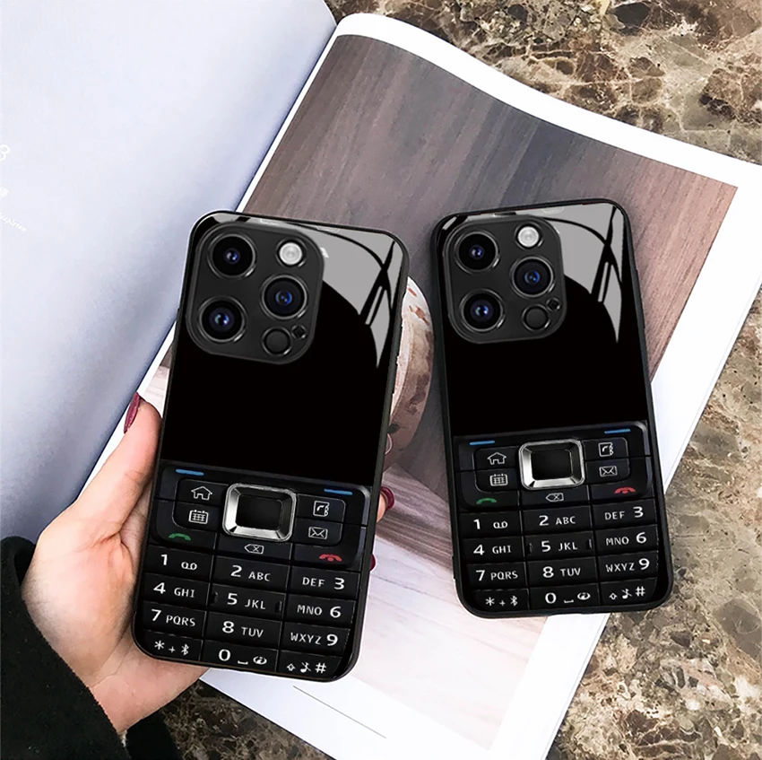 Vintage Phone Case For Iphone 16 15 14 13 Pro 12 11 Max Plus 16Pro Glass Back Phone Case Personalized 15Promax Cover Hard Shell