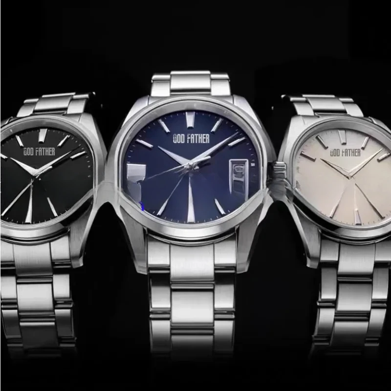 

Customized circular replica SBGP009 quartz sapphire five sided polished pointer calendar original steel strip