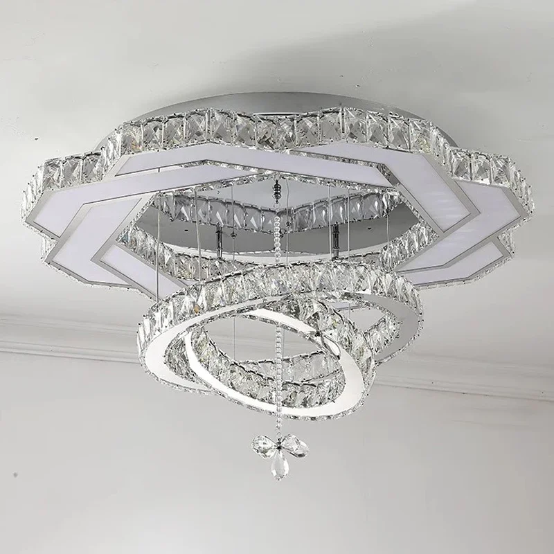 

Nordic Minimalist Luxury Crystal Led Ceiling Chandelier Living Dining Room Bedroom Ceiling Lamps Home Decor Crystal Pendant Lamp
