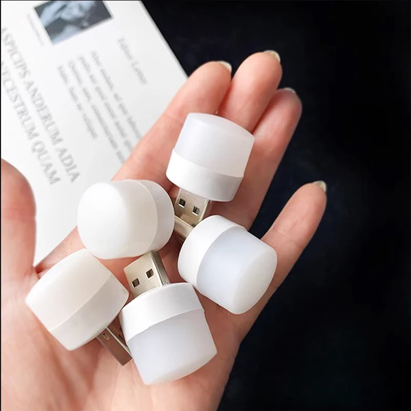 1/100Pcs Mini Night Lights USB Plug-in LED Lamp Portable Power Bank Charging Eye Protection Reading Bright Warm White Light
