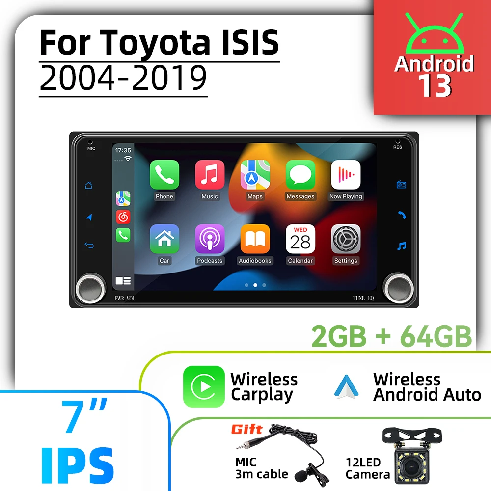 

Для Toyota ISIS 2004-2019 беспроводной Carplay авторадио 2Din Android радио 7 "экран стерео автомобильный мультимедийный головное устройство GPS-навигация