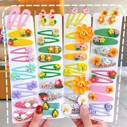 Juego de horquillas de flores y animales de dibujos animados para niña, pasadores de Clip para el cabello de Color caramelo, diadema para niños, accesorios para el cabello, nuevo, 1 Juego