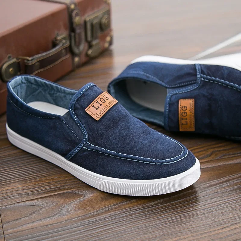 Men\'s Casual Shoes Breathable Canvas Denim Sneakers Men Walking Flats 2023 Spring Summer Lightweight Slip-on Loafers Shoes Man