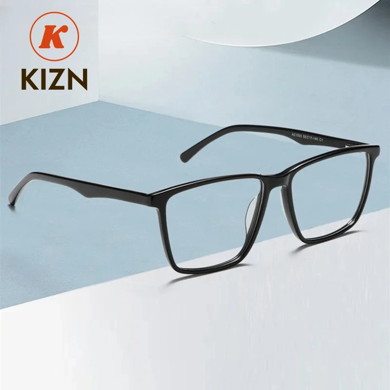 

KIZN Men Squre Eyeglasses Fashion Acetate Myopia Minus Lenses Frame Progressive Prescription Lenses Use Eyeglasses for Male