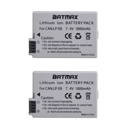 2 pièces 1800mah LP-E8 LP E8 LPE8 Caméra Batterie pour IL EOS cape D 600D 650D 700D Kd'appareils tage X5 X6i X7i Rebel stéroïdes i T3i T4i T5i Batterie