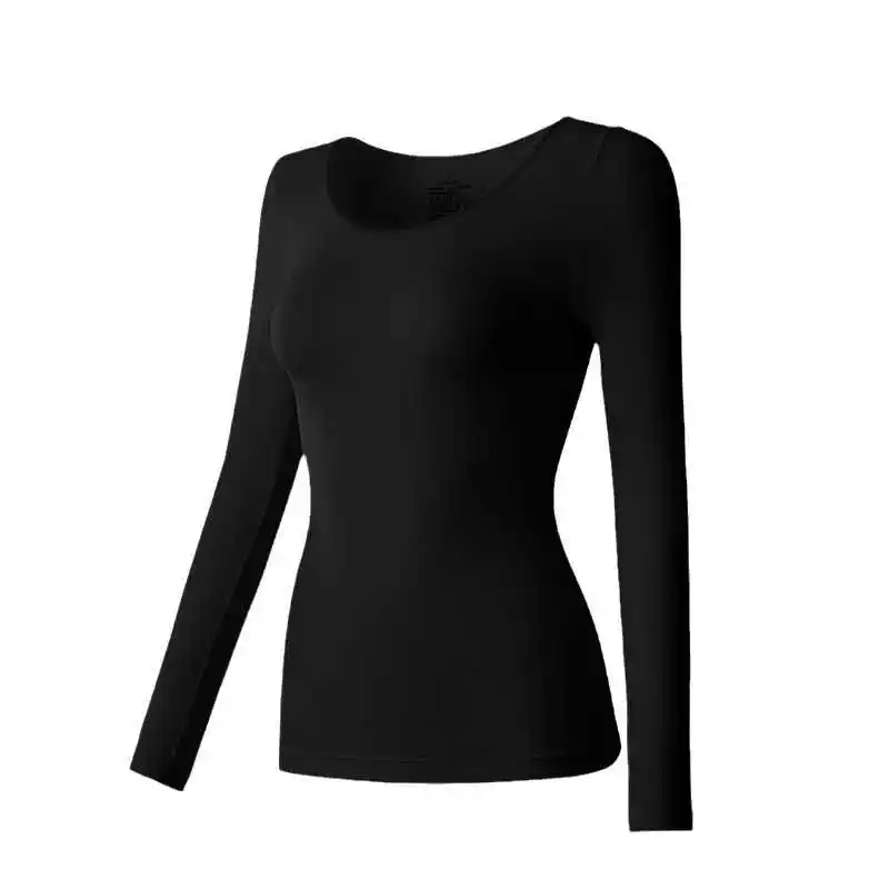 Sous-vêtement thermique femme automne hiver chemise à bascule T-shirt à manches longues mince haut thermique seconde peau thermique femme L-XL