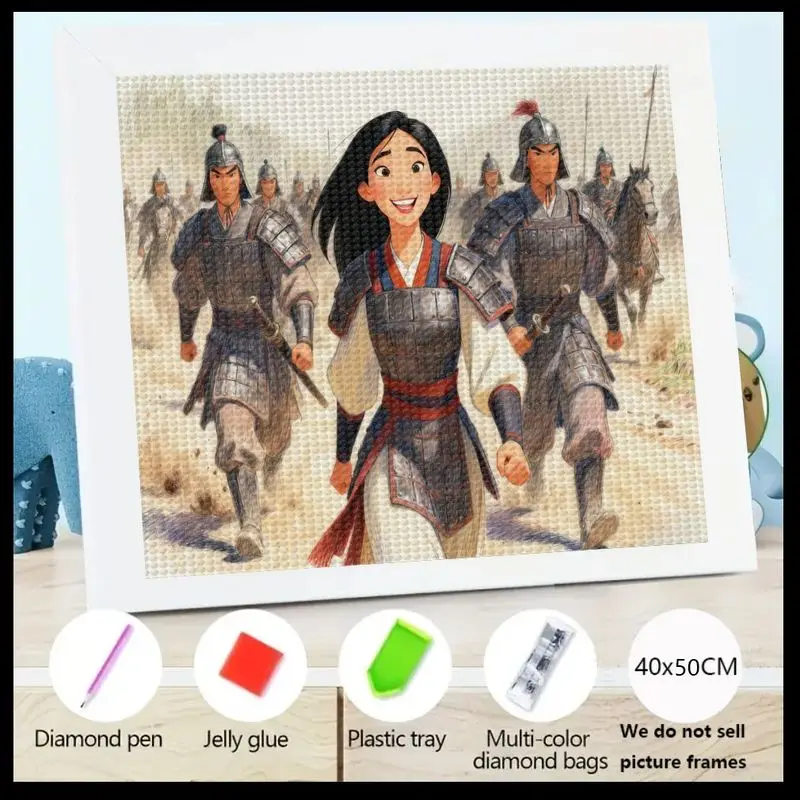 

1 шт., набор алмазной живописи принцессы Мулан-воина Диснея, 5D полная дрель, набор круглых алмазных художественных вышивок «сделай сам», подробный горный хрусталь P