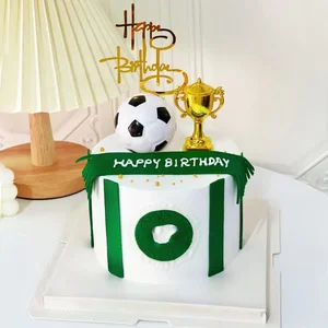 Fußball- und Fußball -Top -Kuchen, Geburtstagskind, Babyparty, Happy Birthday Party Decor, Sports Supplies, Accessoire Cake 6 Hauptverkaufs -Top -Fußballball - №1