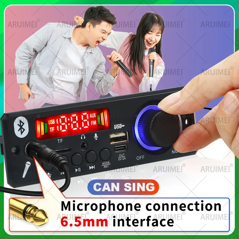 2*3 واط 6 واط مكبر للصوت بلوتوث 5.1 MP3/WMA/WAV فك مجلس نظام صوتي للسيارة مع TF/USB/FM ، تسجيل الميكروفون ومكالمات غير يدوية