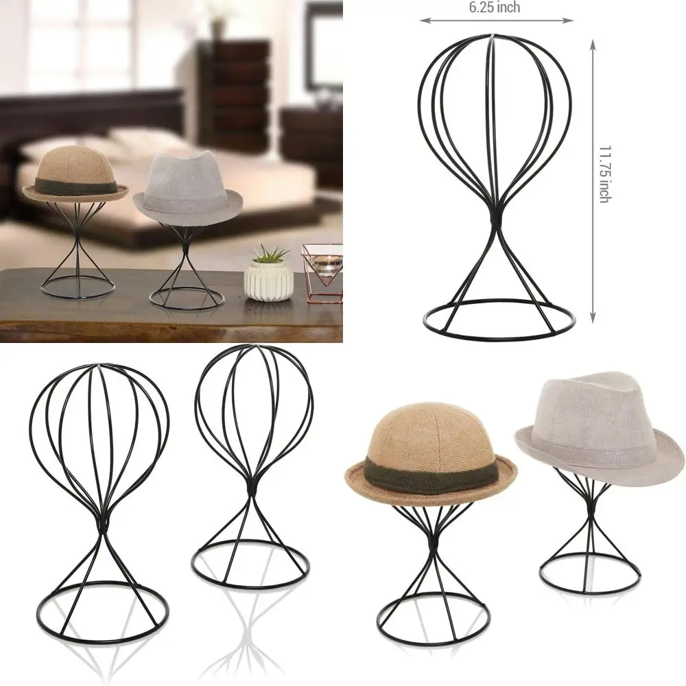 

Набор из 2-х подставок для головных уборов, органайзер для бейсболок, регулируемая подставка для демонстрации, черная металлическая проволочная конструкция