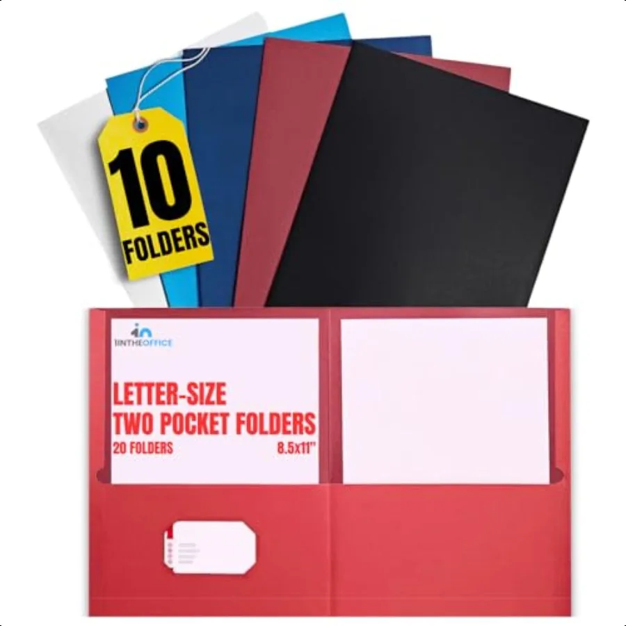 

2 Pocket Folders TwoPocket Folders with Pockets Presentation Folders Letter Size Assorted Colors 10 Pack