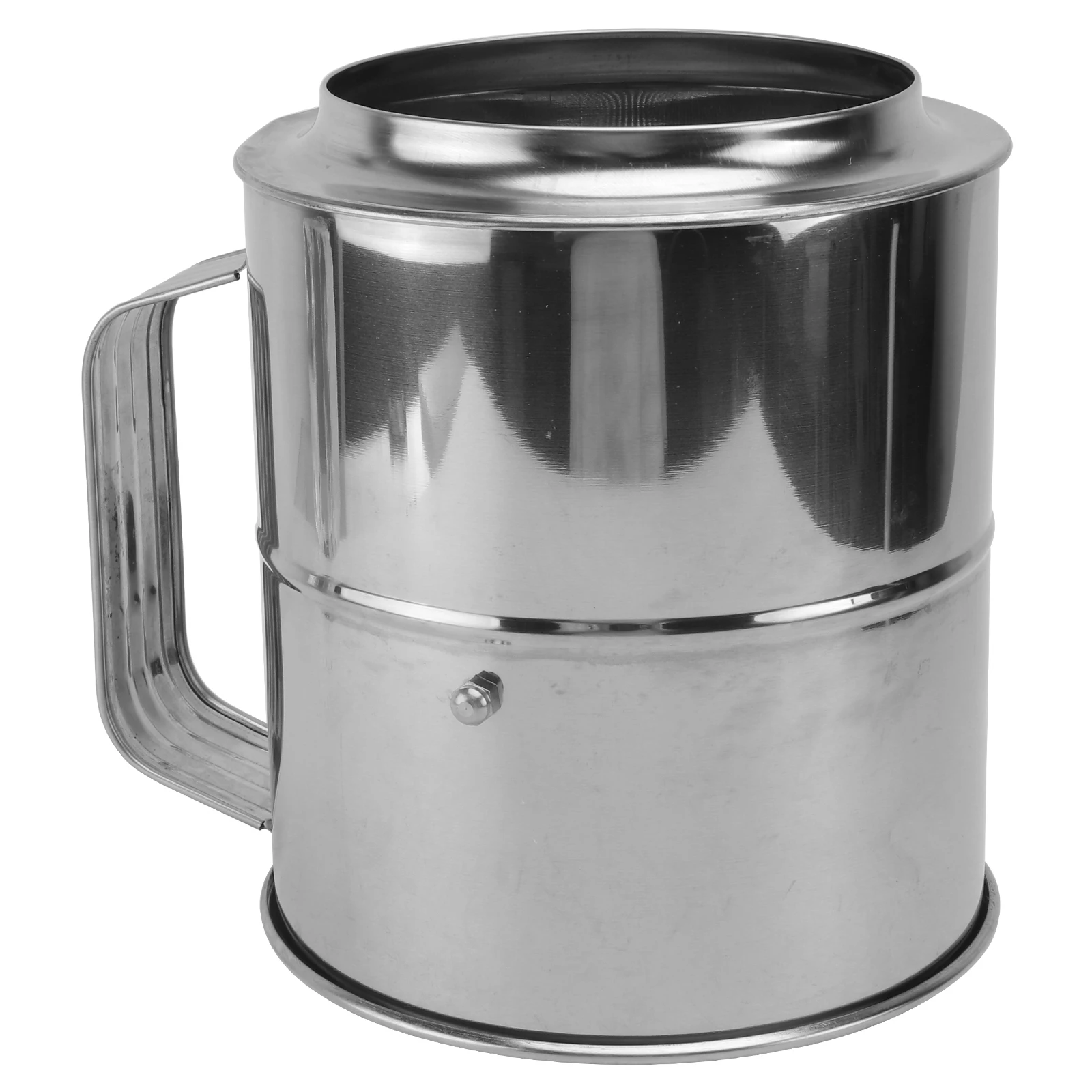 

1pc Stainless Crank Flour Sifter Sieve Strainer Portable Household Silver Color Large Capacity Handle
