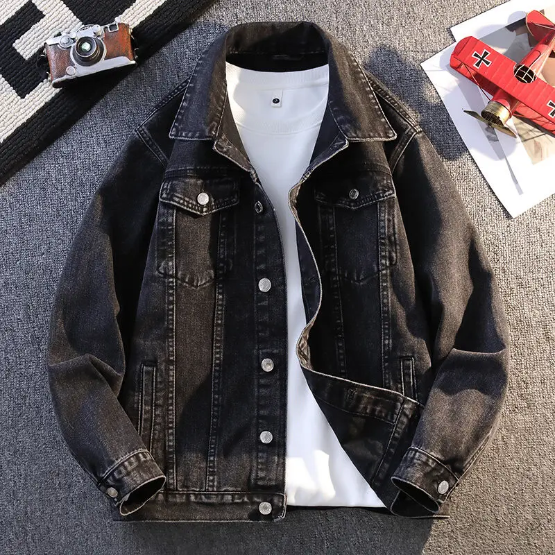 

2025 Spring and Autumn New Men's High Quality Fashion Casual Collar Single breasted Jacket, Trendy Korean Edition Jacket