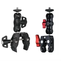 Super Clamp with 1/4'' 3/8'' Mini Ball Head Quick Release Clamp Bracket Tripod Mount 1/4 Screw Clip for DSLR Camera Gopro