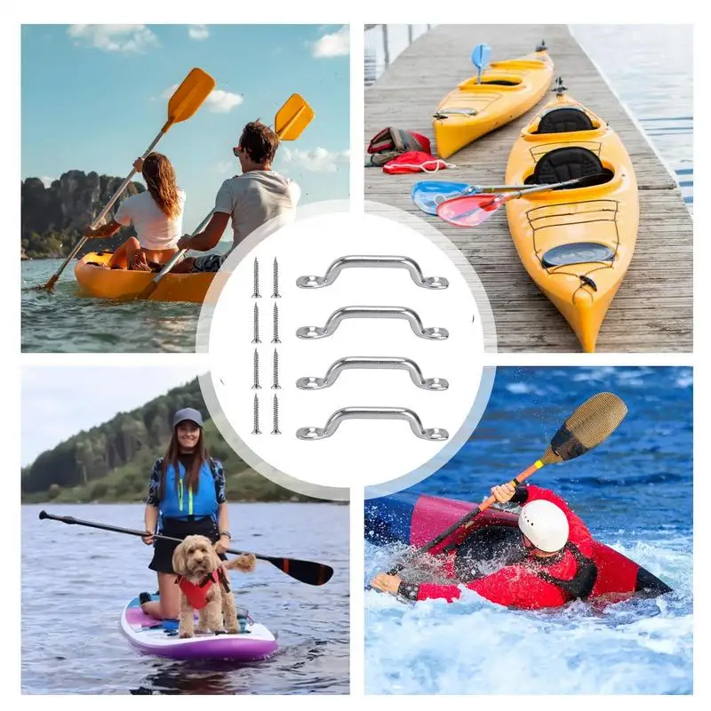 Footman Loop 4x roestvrij staal, zwaar uitgevoerde spanankers, roestbestendig bootbeslag met platte kop, tapschroeven voor dagelijks gebruik