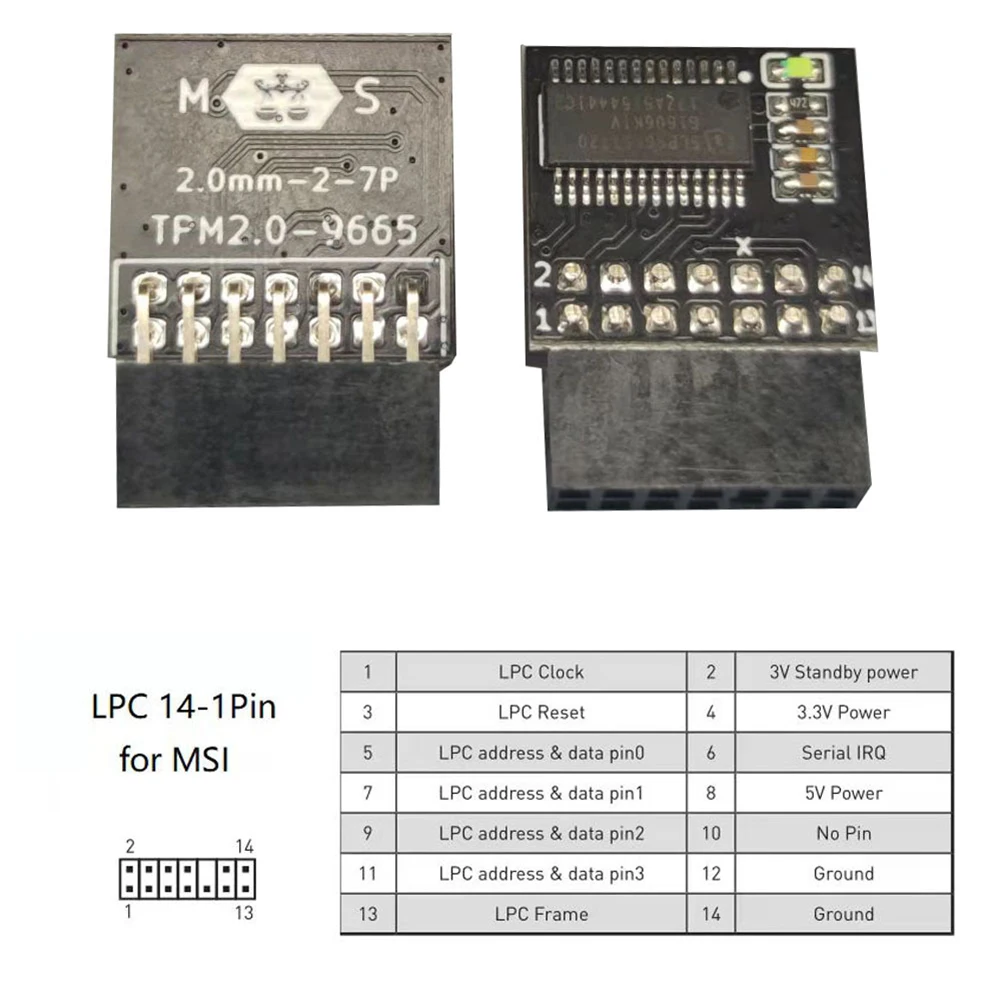 10-1PCS TPM 2.0 Encryption Security Module Board 4GB For ASUS ASRock MSI ASRock GIGABYTE LPC 14/18/20 Pin Motherboards Card