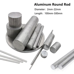 1/5pcs 2mm 3mm 4mm 5mm 6mm 8mm 10mm 12mm-22mm Diameter Aluminum Rods Metal Bars For Metalworking Long 100mmto500mm