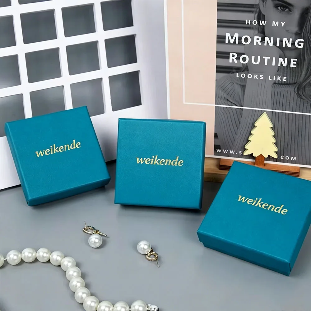 50Pcs Personalized Logo Jewelry Paper Box Fashion Packaging Ring Earrings Necklace Pendant Pearl Bracelet Organizer Chic Boxes