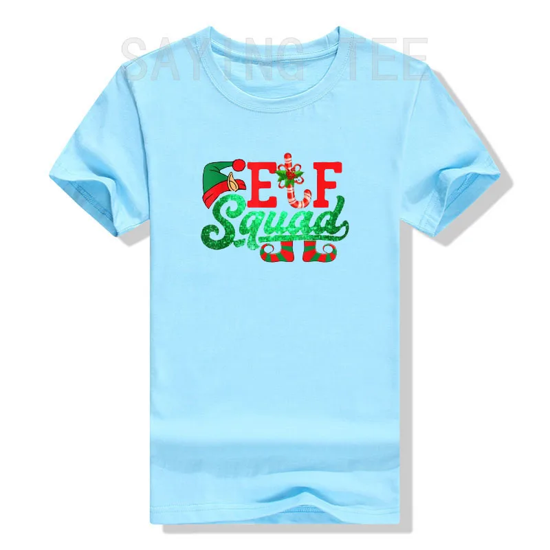 Elf Squad Funny Family Christmas Matching Pajamas Xmas Teens T-Shirt Gift Cute Sayings Quote Graphic Tee Top Short Sleeve Outfit