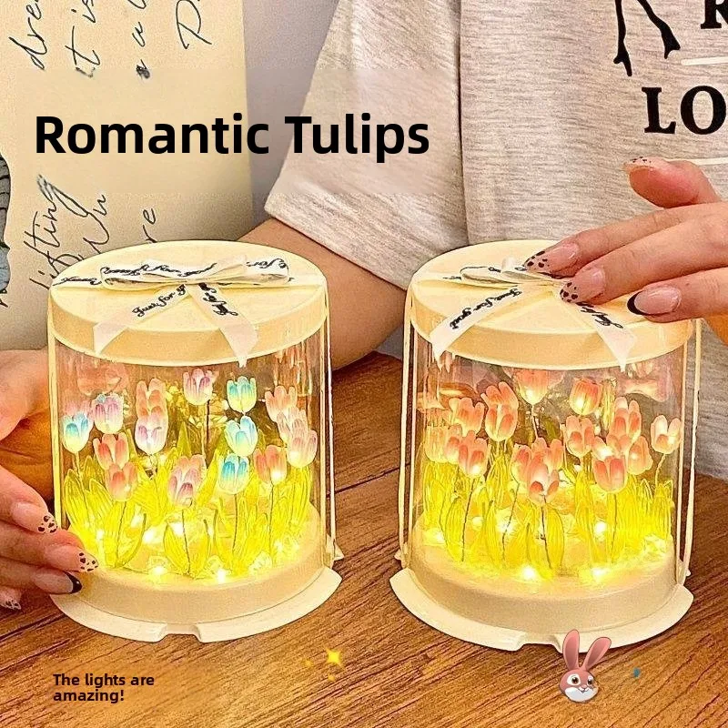 

Высококачественный ночник-тюльпан ручной работы, подарок на Женский день, уникальный маленький светильник, декоративные украшения для DIY-творчества