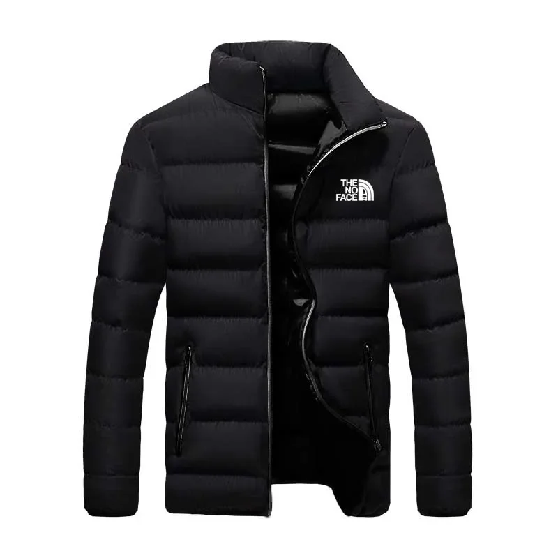 Men's Thick Cotton Padded Jacket Warm Parka Casual Coats Monochrome Windbreaker Stand Collar Outwear Male Winter New