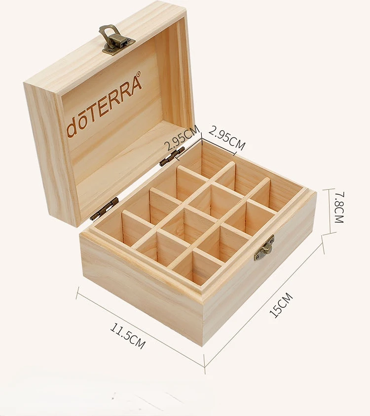 Essential Oil Storage Wooden Box For DoTERRA 12 Compartment Storage Box 15ML 12 Compartment Essential Oil Display Box