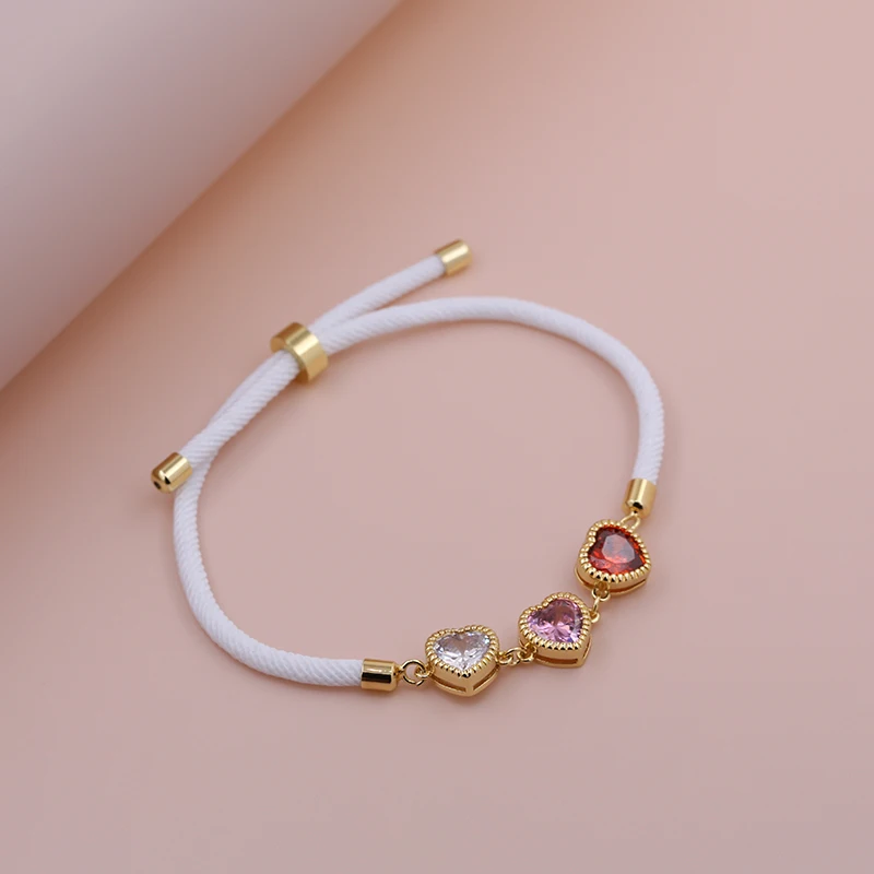 2024 New Classic  Heart Initial Letter Bracelet Women Simple Adjustable Colorful pink Rope Bracelet For Women Jewelry Gift