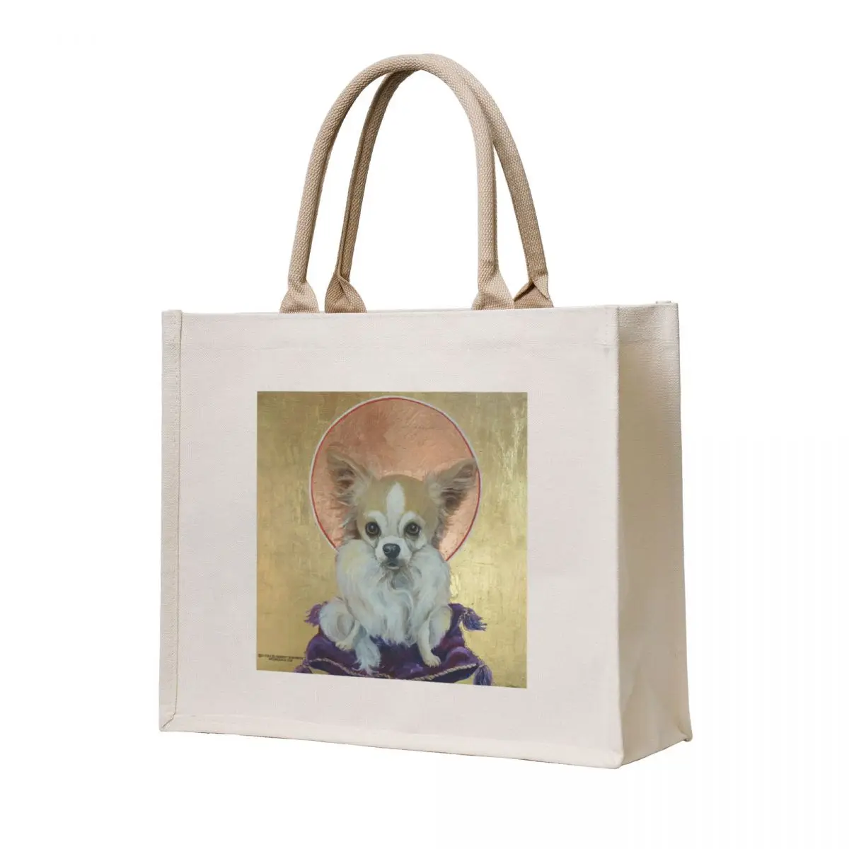 

Long Haired Chihuahua as King Tote Bag Reusable bags Women bags Gift bags canvas