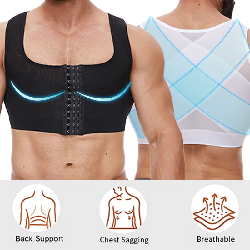 Men Body Shaper Chest Bandage Corset Vest Tight Compression Underwear Gynecomastia Breast Reduction Post Surgery Soft Shapewear