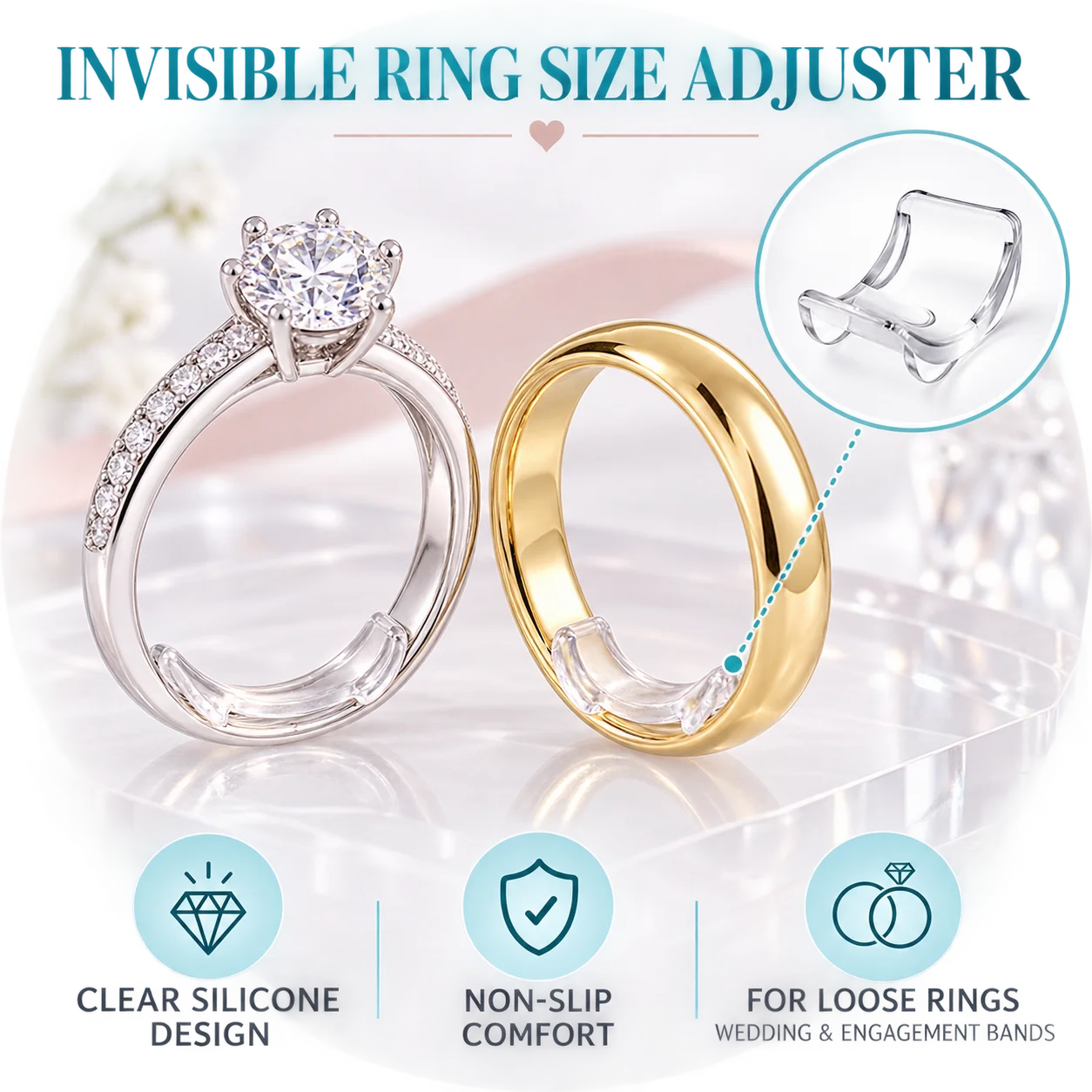 8 Sizes Silicone Invisible Clear Ring Size Adjuster Resizer Loose Rings Reducer Ring Sizer Fit Any Rings DIY Jewelry Tools