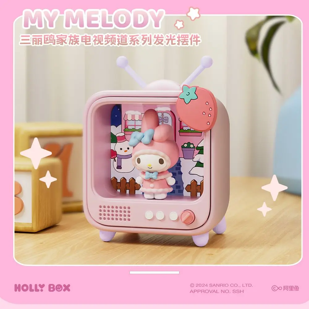 Hello Kitty Kawaii Sanrio caja ciega TV con diseño de luz nocturna pequeña dibujos animados lindo buen amigo niña corazón regalo de cumpleaños para niñas
