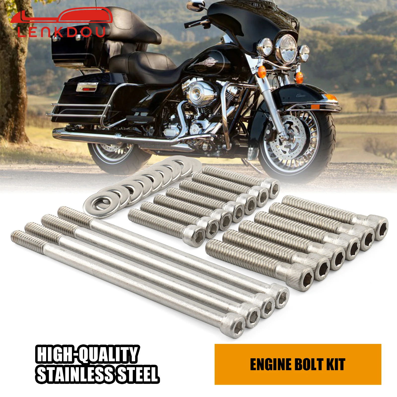 

For Harley Touring Electra Glide Road Glide Street Glide Road King CVO 2007-2016 Motorcycle Stainless Steel Engine Bolt Kit