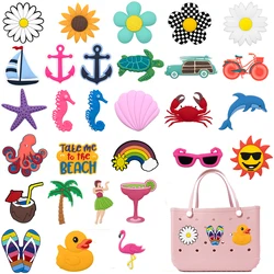 1PCS Bag Charms Summer Vacation Style Flower Marine Animal Crab Shell Bag Accessories fit Tote Handbag Decoration for Women Gift