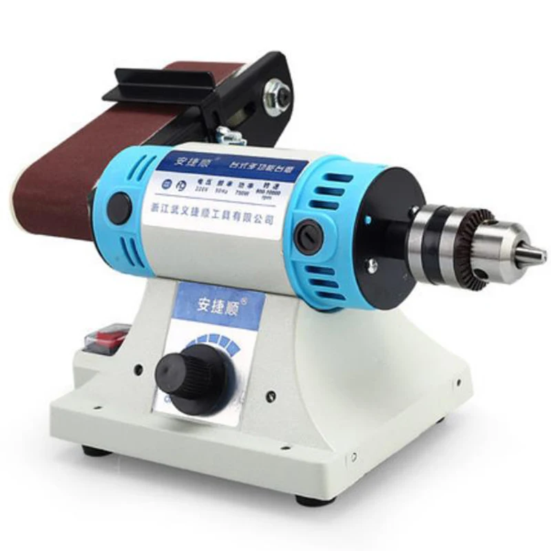 220V Multifunctional Polishing Machine Electric Belt Sander Woodworking Metal Table Drilling Grinding Machine Cutter 750W