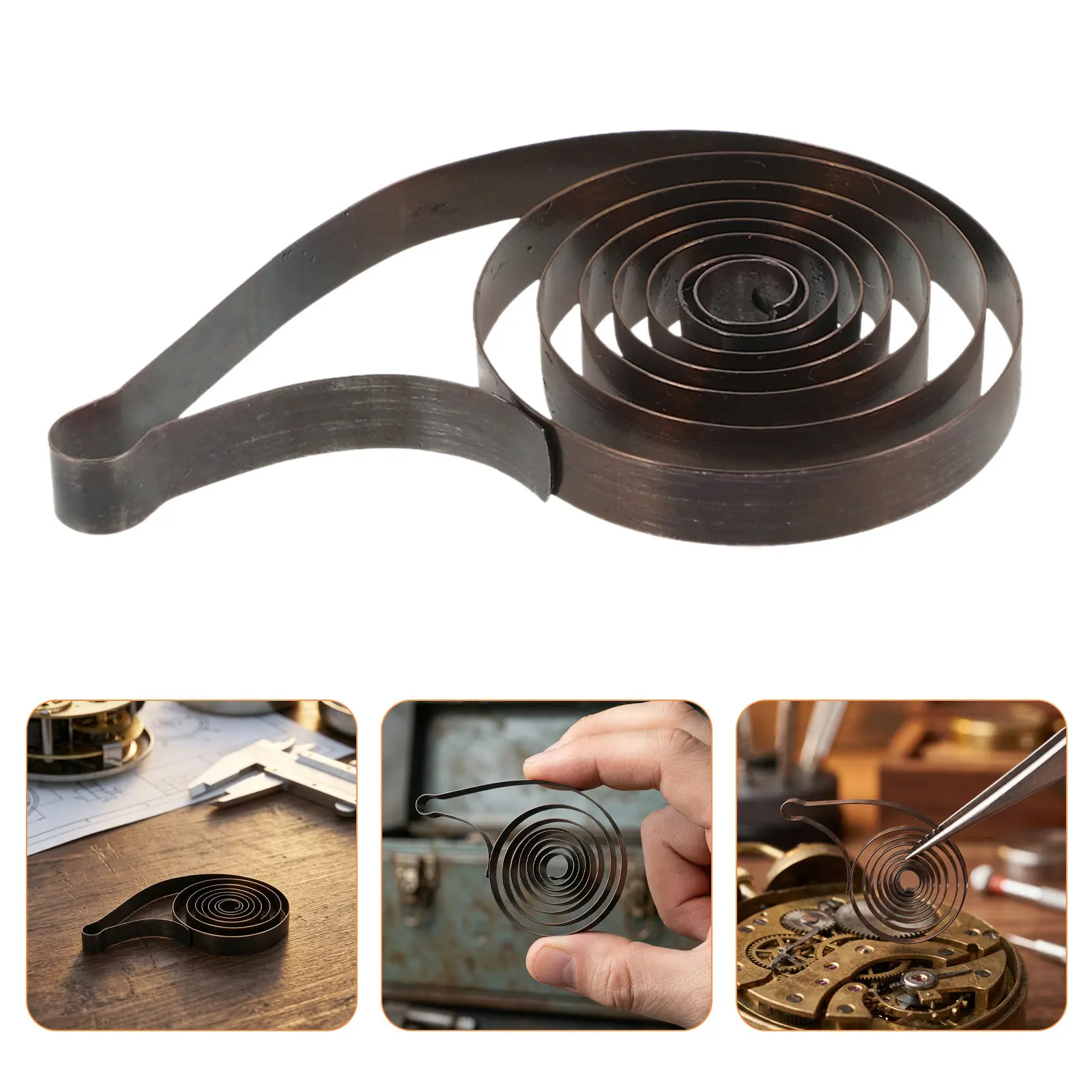 6Pcs Mechanical Clock Main Spring Vintage Repair Kit Classic Wind-Up Clock Replacement Parts for DIY Restoration Maintenance