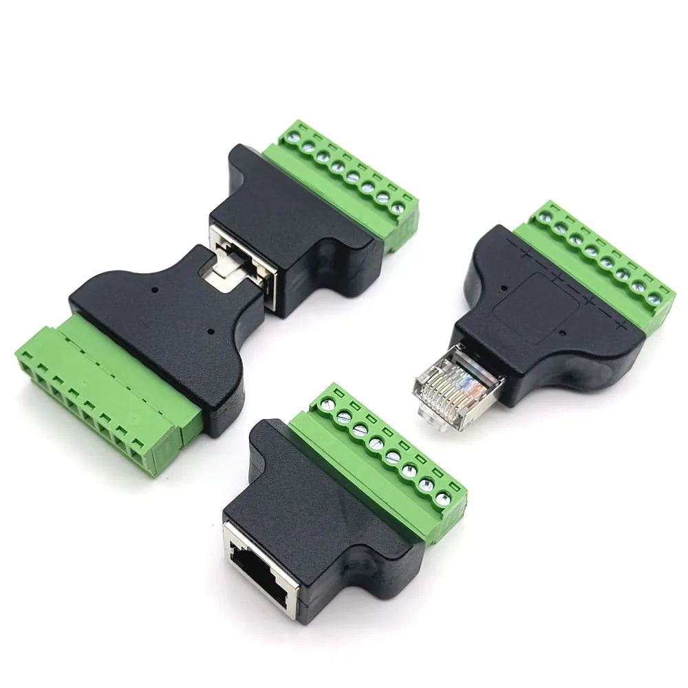 Rj45 to Screw Terminal Block 8P Connector Ethernet Rj45 Male Female to 8Pin Screw Terminal Network Adapter Cable for CCTV DVR