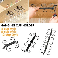 Wine Glass Rack Wire Wall Mounted Stemware Drying Storage Hanger Holds up to 4/8/12 Glasses for Cabinet Kitchen Bar Organizer
