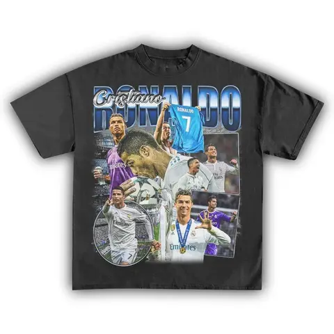 CRISTIANO RONALDO Print Y2K Pure Cotton T-shirt Men and Women Summer Retro Style Casual Short Sleeved Shirt Streetwear Unisex