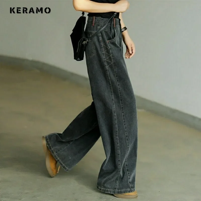 

2023 Winter Women's Y2K Harajuku Baggy Jeans Vintage High Waist Loose Pants Wide Leg Baggy Casual Style Female Denim Trouser