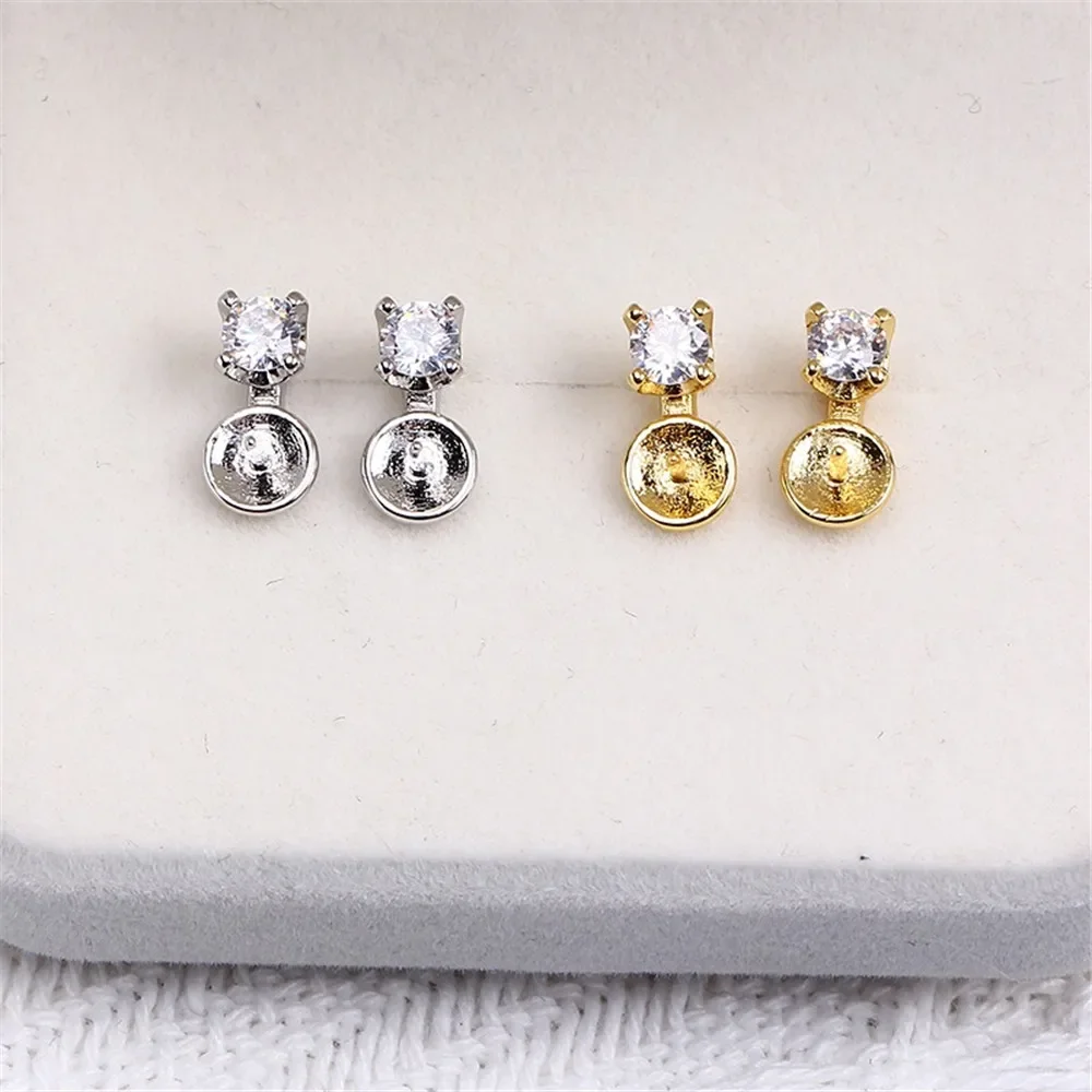 

18K Gold Plated Pearl Set Base, DIY Jewelry Making Supplies, Blank Pendant Ear Stud Bases for Handmade Accessories No Pearl