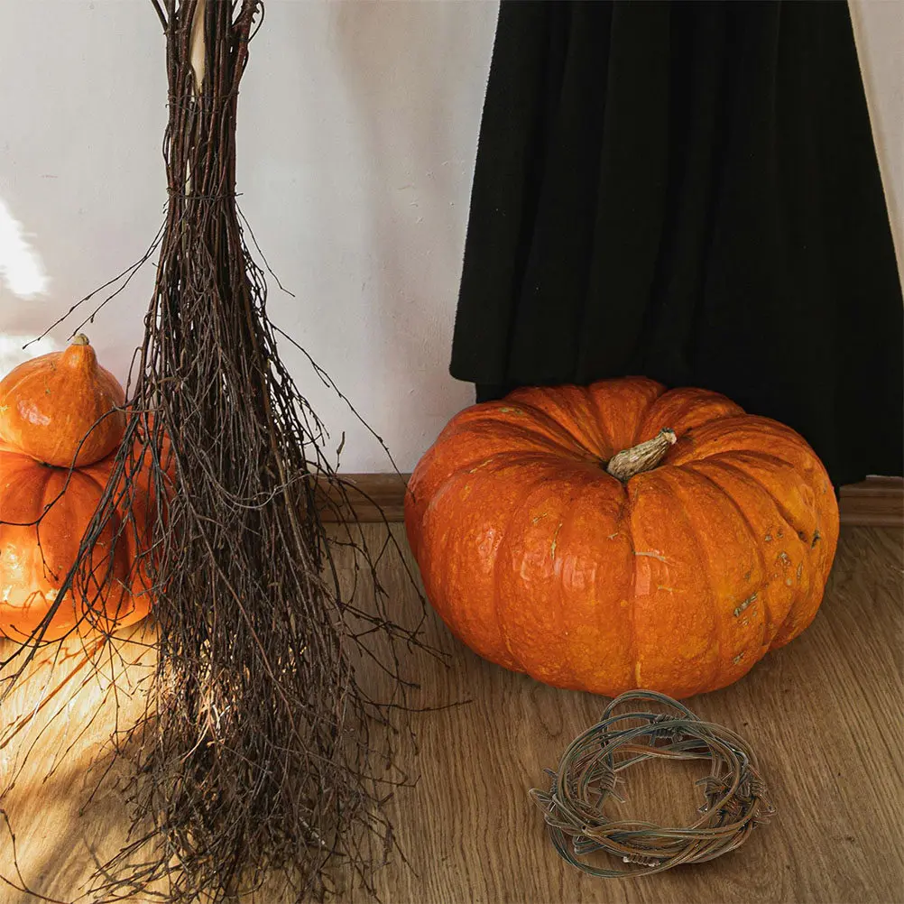 2pcs Simulation Barbed Wire Chain Realistic Fake Rusty Plastic Barbed Wires For Halloween Party Haunted House Western Decor