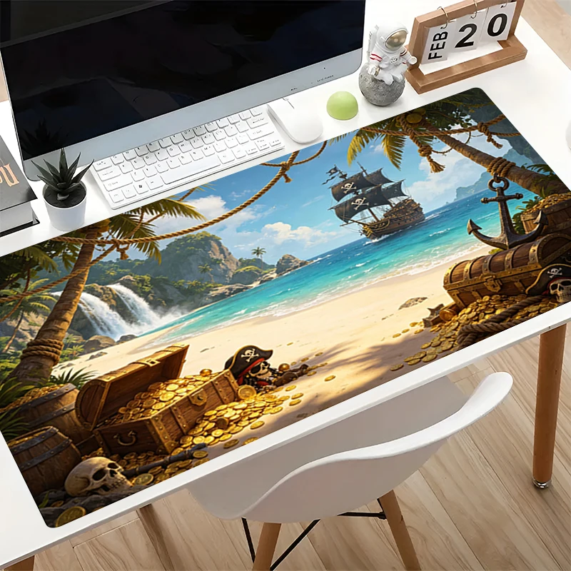Hot Mouse Pad Large PC Computer Desk Mat Retro Treasure Map Anti-Fray Gaming Mousepad Anime Keyboard Gamer Accessories Table Pad