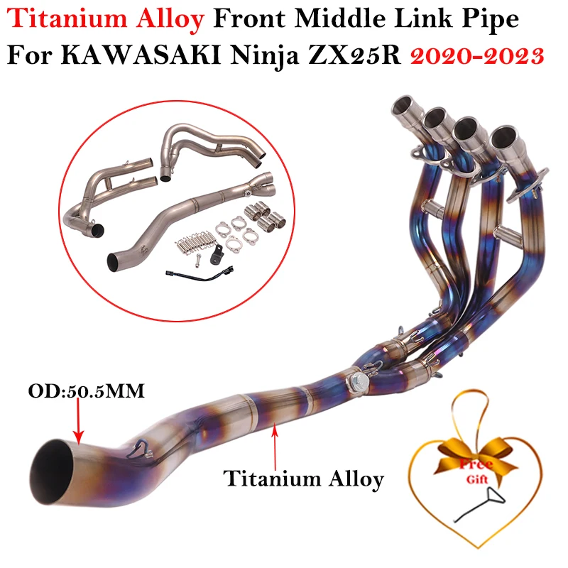 

Titanium Alloy For KAWASAKI ZX-25R Ninja ZX25R ZX 25R SE KRT 2020-2023 Motorcycle Exhaust Escape Modify Front Link Pipe Muffler