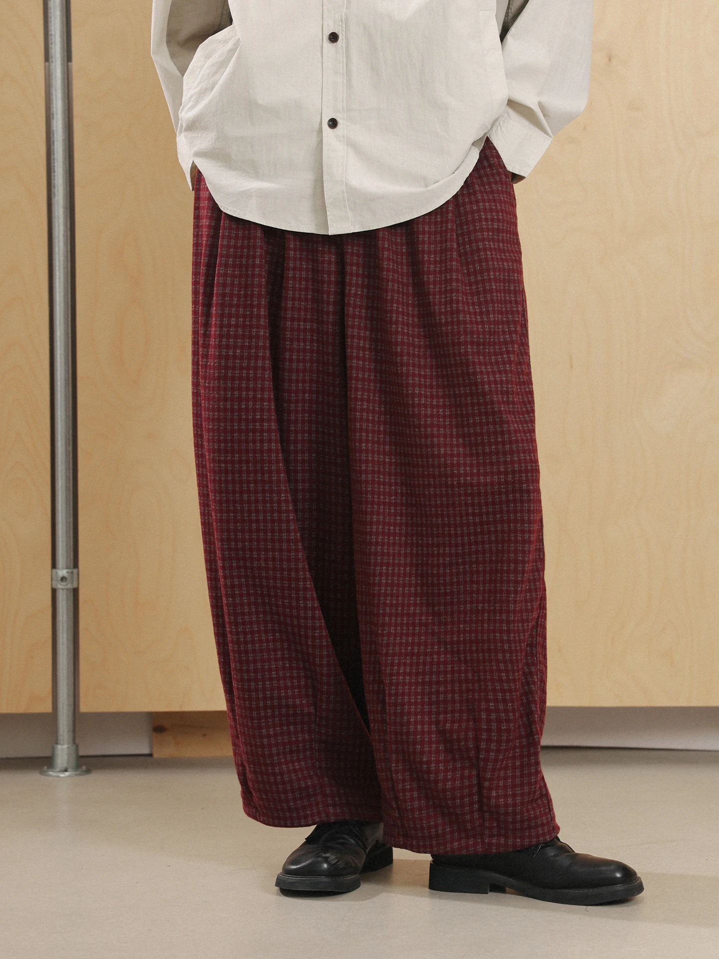 

Брюки Noears Spring в винтажную клетку с эластичным поясом, свободные, прямого кроя, повседневные, дышащие, из смеси полиэстера, лиоцелла и спандекса, молодежные