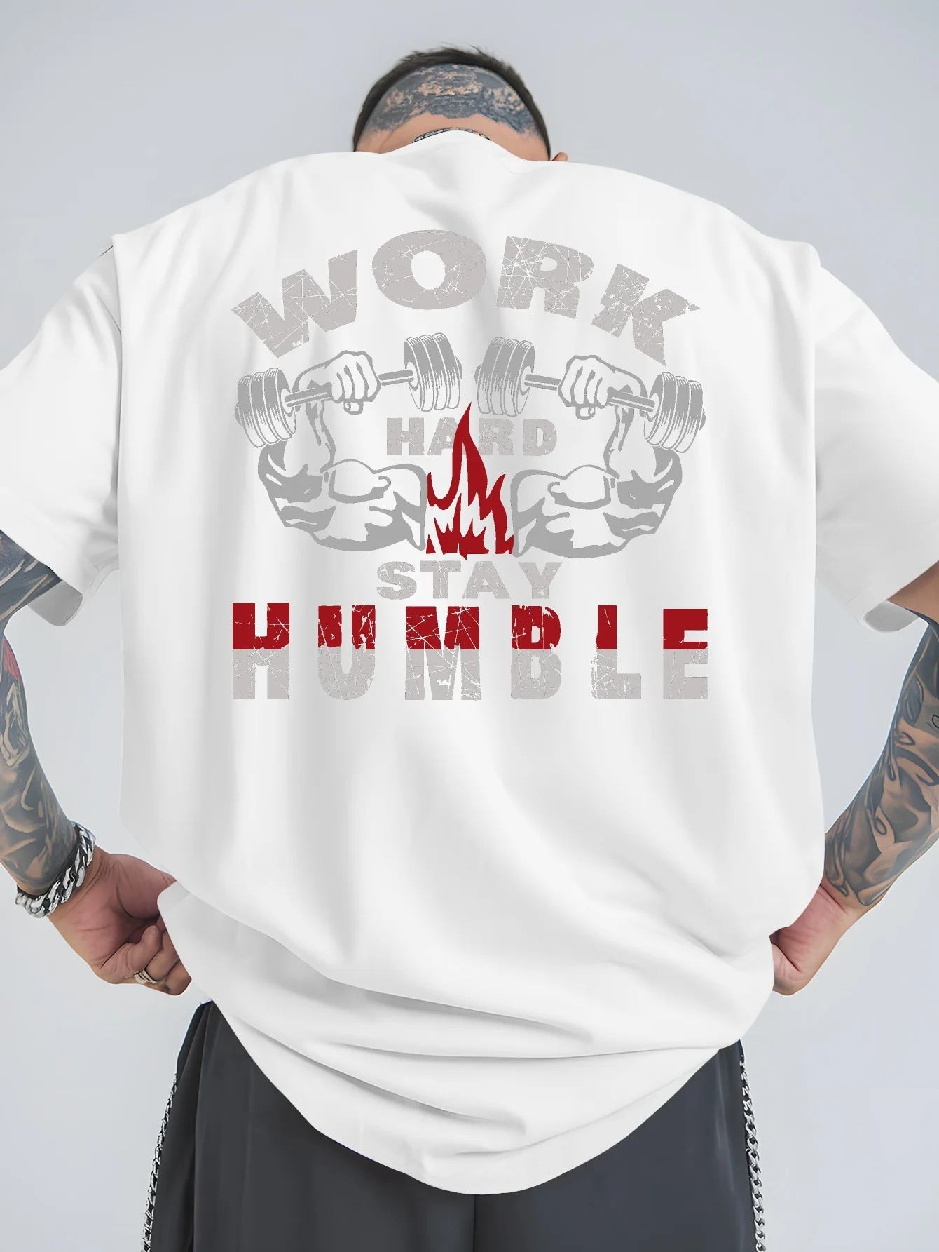 Work Hard Stay Humble Print T-Shirt Summer Men's Tracksuit O-Neck Pullover Top Breathable Sportswear Harajuku Fashion Streetwear