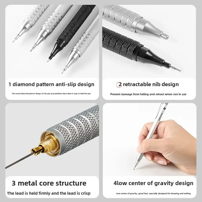 0.3/0.5/0.7mm Vulpotlood Laag Zwaartepunt Metalen Tekening Speciaal Potlood Kantoor School Schrijven kunst Student Briefpapier