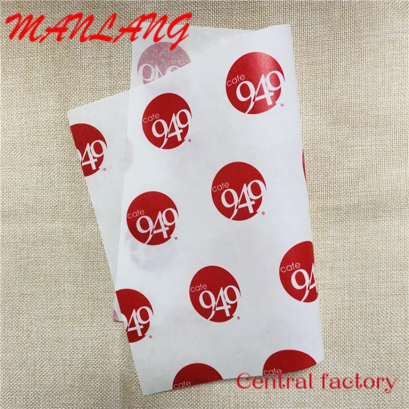 Custom  Logo Parchment Baking Grease proof Paper Custom Printed Greaseproof Food Wrapping Paper For Food Bread Packaging