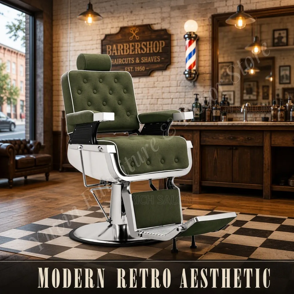 Contemporary All-Purpose Leather Barber Chair Heavy-Duty Hydraulic Pump Adjustable Salon Furniture for Hotel Barber Shop Use
