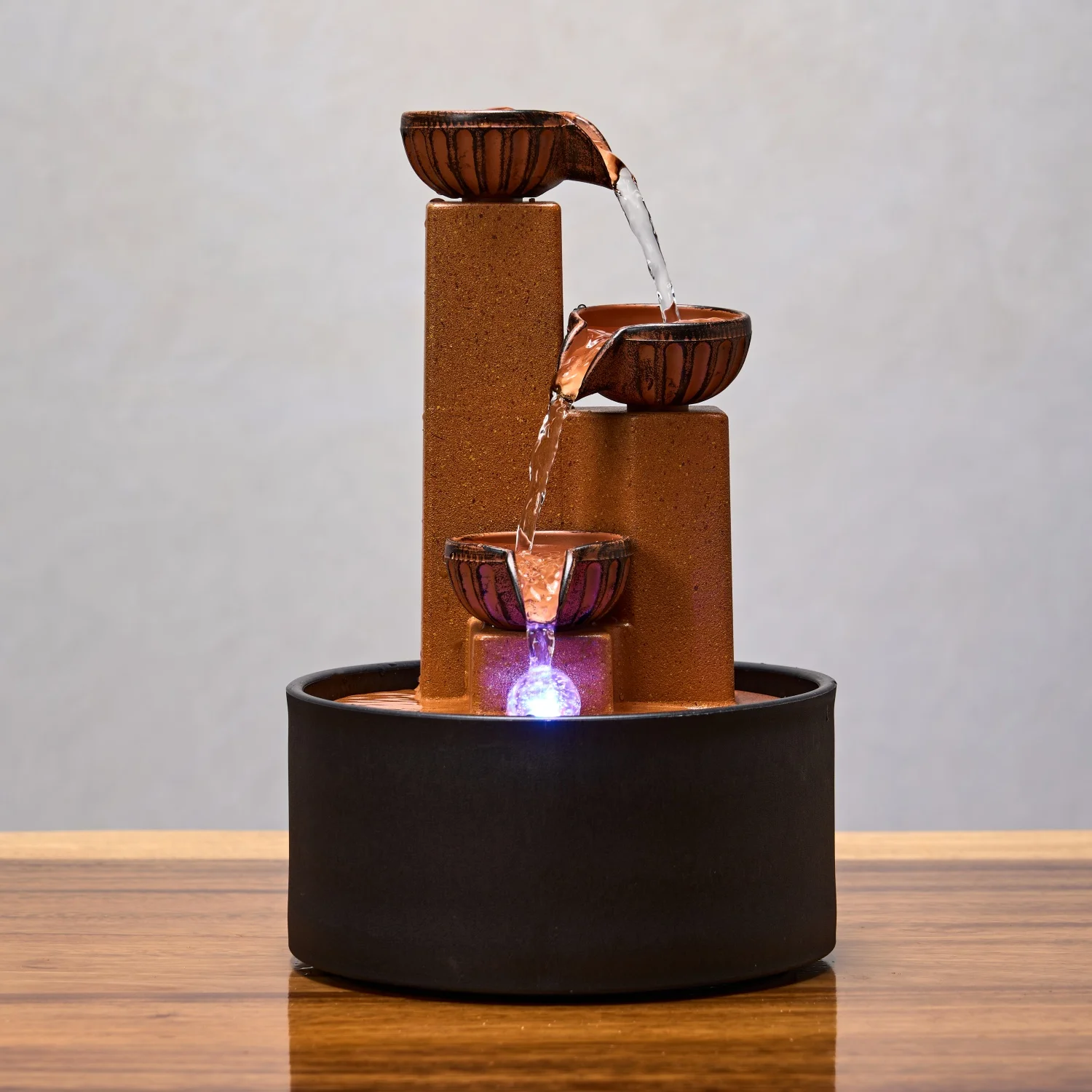Zen-Inspired Desktop Water Fountain with Automatic Circulation, Colorful Changing Lights, Home Office Desk Humidifier, Stress-Relief Decorative Ornament