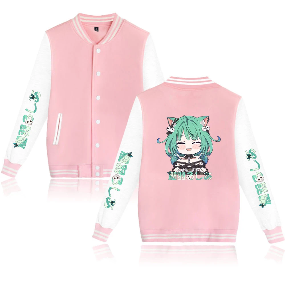 

Kawaii HOLOLIVE VTuber Uruha Rushia Print Autumn Winter Holiday Preppy Unisex Youthful Vitality Clothes Y2K Baseball Uniform